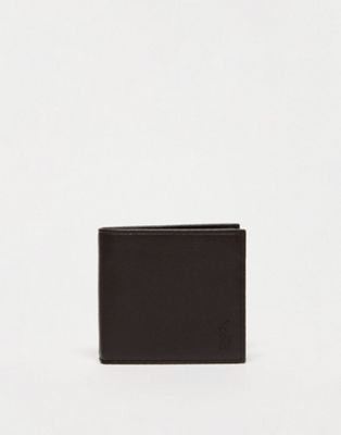 Polo Ralph Lauren leather billfold wallet with coin pocket in brown - ASOS Price Checker