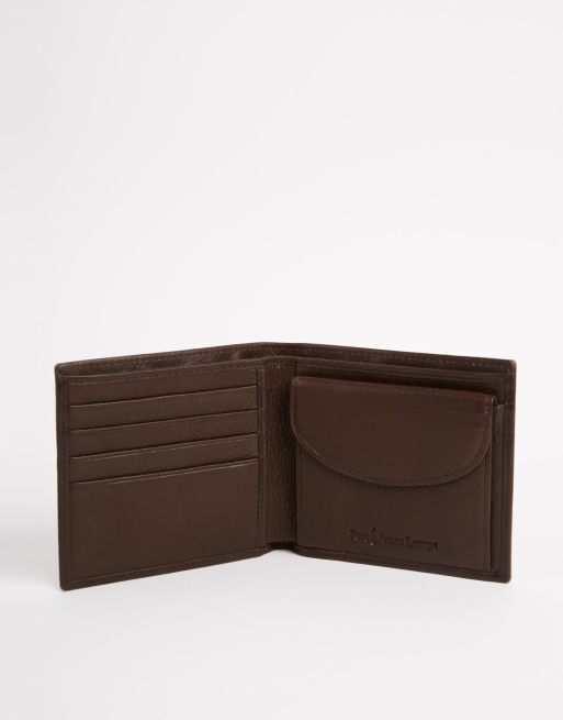 Polo Ralph Lauren leather billfold wallet with coin pocket in brown