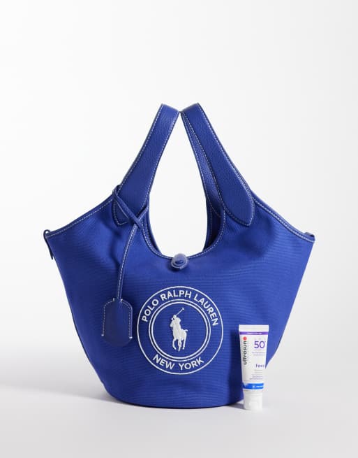 Polo Ralph Lauren leather bucket bag in blue , 2 of 4