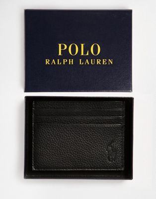 Polo Ralph Lauren Leather Billfold Wallet With Coin Pocket In Brown In Black