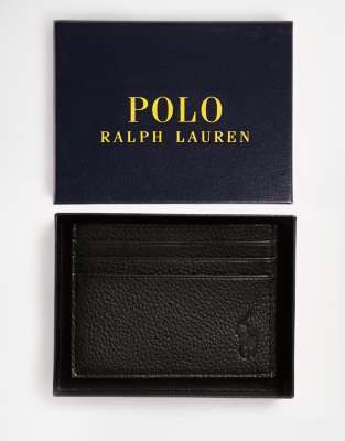 Polo Ralph Lauren Leather Billfold Wallet With Coin Pocket In Brown In Black