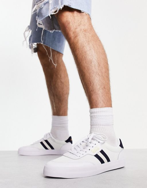 Polo Ralph Lauren leather court vulc sneakers in white with green stripe |  ASOS