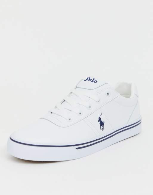 Polo Ralph Lauren Leather Hanford Sneakers In White With Player Logo Asos