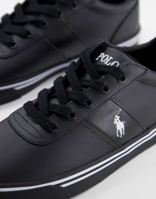 Polo ralph lauren hanford leather trainers in black hotsell