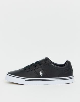 polo ralph lauren hanford leather trainers in black