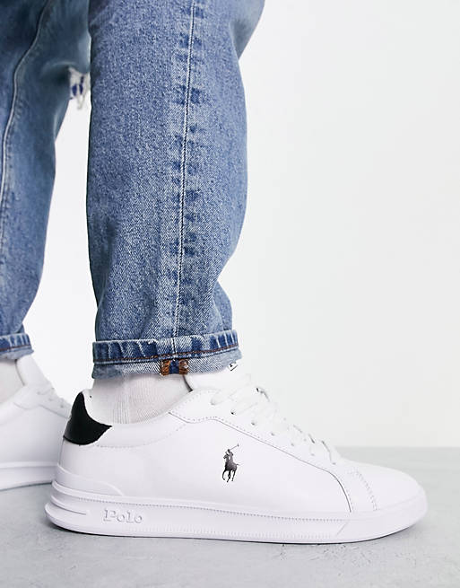 Russia son Panorama Polo Ralph Lauren leather heritage court sneakers with black pony logo in  white | ASOS
