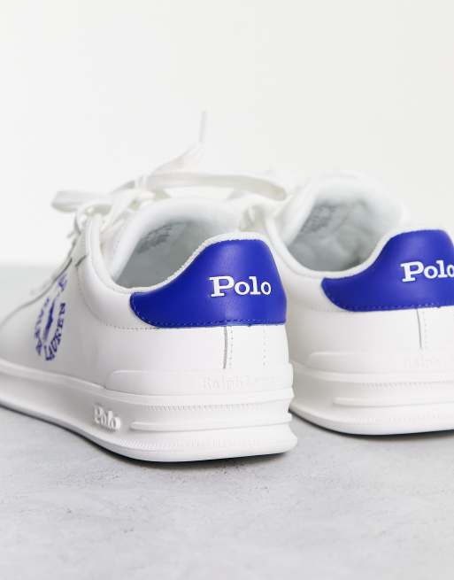 Polo Ralph Lauren leather heritage court trainer in off white with