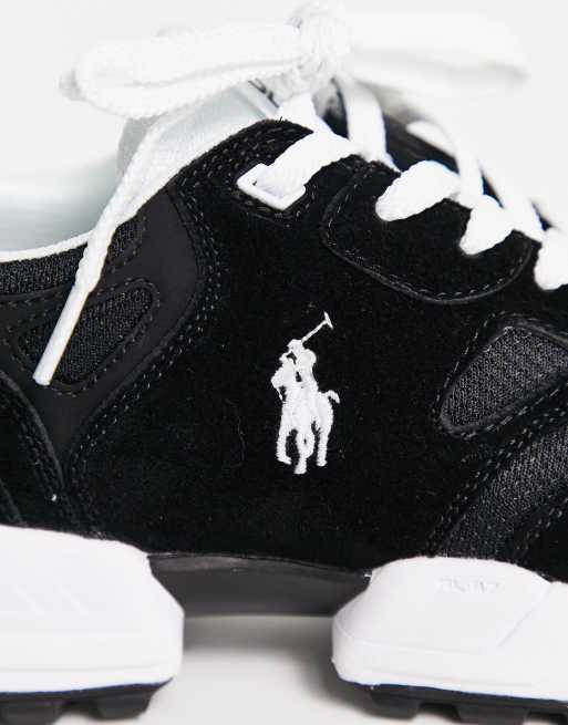 Polo Ralph Lauren leather jogger sneakers in black with pony