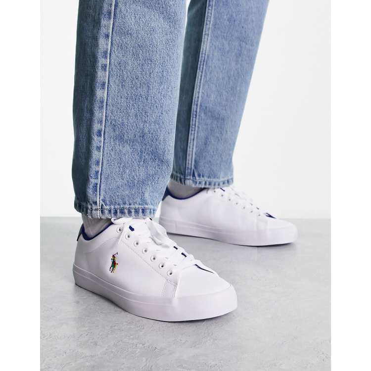 Polo Ralph Lauren leather Longwood sneakers in white with multi pony logo |  ASOS