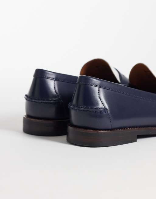 Polo Ralph Lauren leather penny loafers in navy and white, 4 of 4