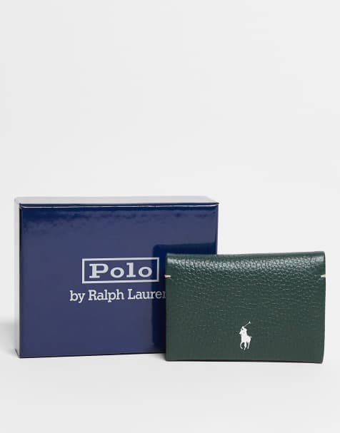 Polo Ralph Lauren leather snap card purse in green - view 1
