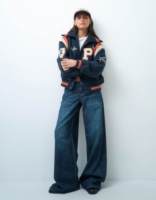 Polo Ralph Lauren leather souvenir jacket in navy, 2 of 4