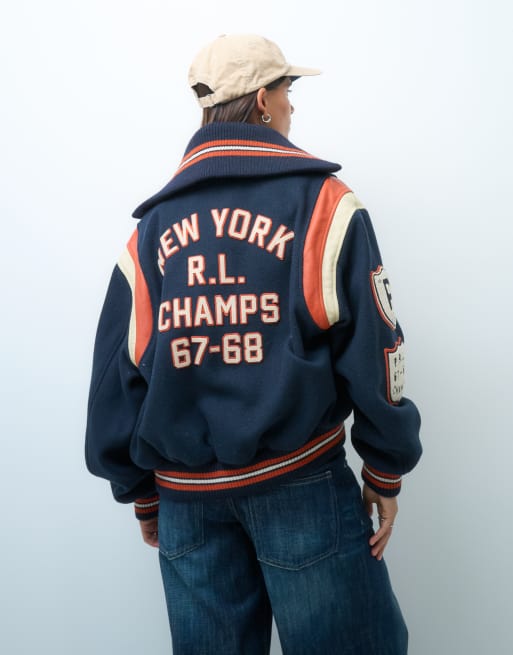 Polo Ralph Lauren leather souvenir jacket in navy, 4 of 4