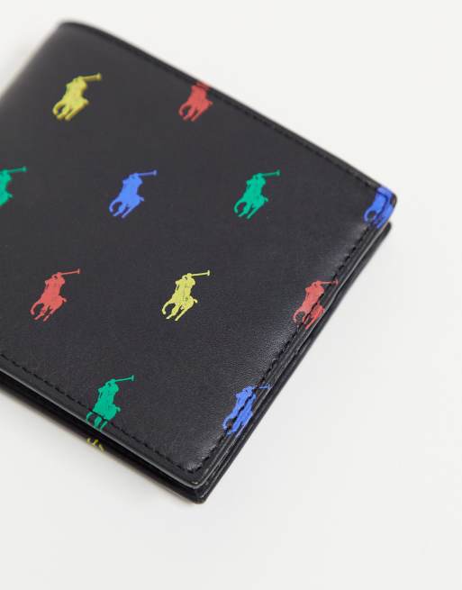 Polo Ralph Lauren leather wallet in black with all over pony logo, 3 of 4