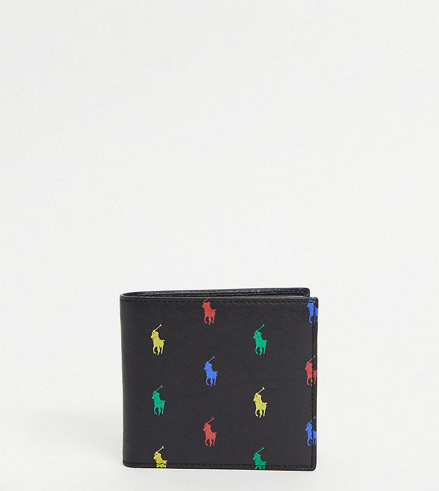 Polo Ralph Lauren leather wallet in black with all over pony logo