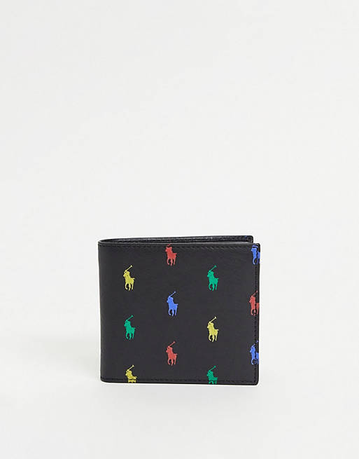 Polo Ralph Lauren leather wallet in black with all over pony logo