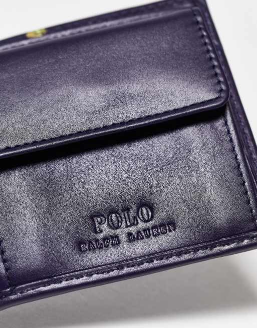 Polo Ralph Lauren leather wallet in navy with all over bear logo | ASOS