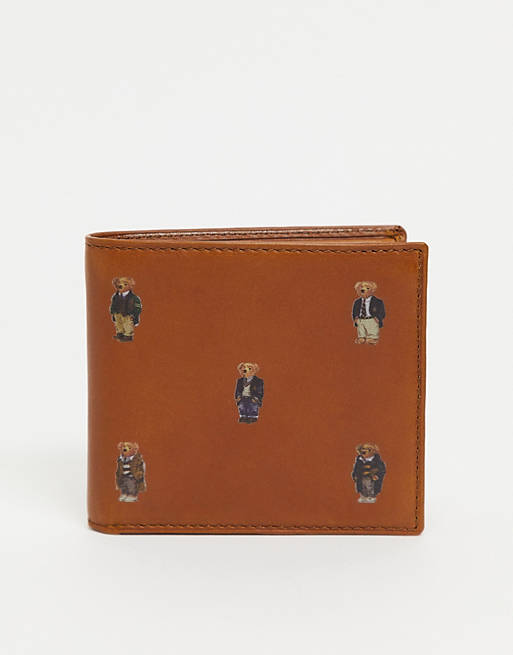 Polo Ralph Lauren leather wallet in tan with all over bears