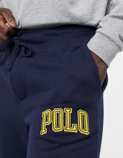 Polo Ralph Lauren leg logo fleece cuffed joggers in cruise navy | ASOS
