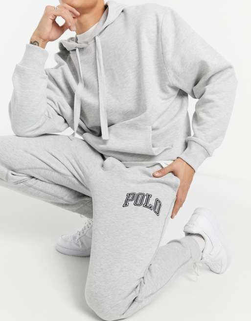 Polo Ralph Lauren leg logo fleece cuffed trackies in Andover heather