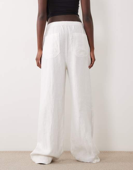 Polo Ralph Lauren – Leinenhose in Weiß mit weitem Bein, 5 von 5
