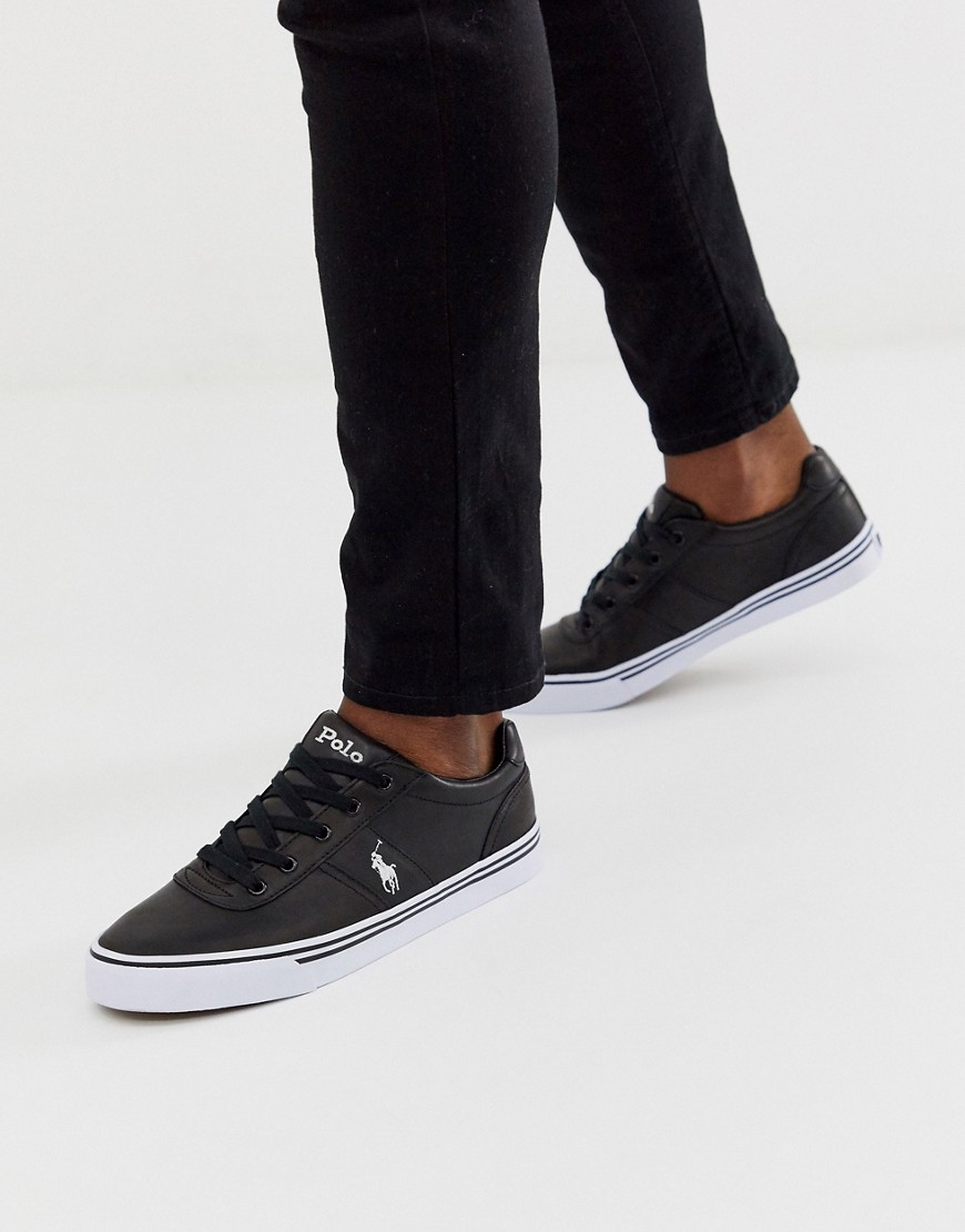 Polo Ralph Lauren - Leren hanford sneakers in zwart met spelerslogo