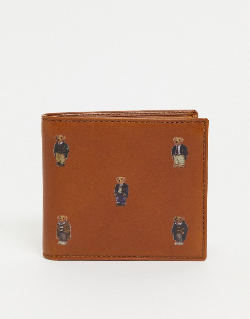 Polo Ralph Lauren - Leren portemonnee in bruin bedekt met beertjes