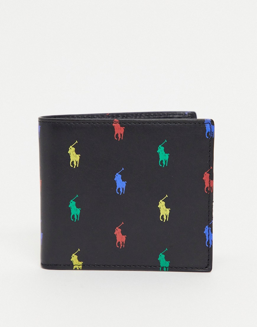 Polo Ralph Lauren - Leren portemonnee in zwart bedekt met pony-logo