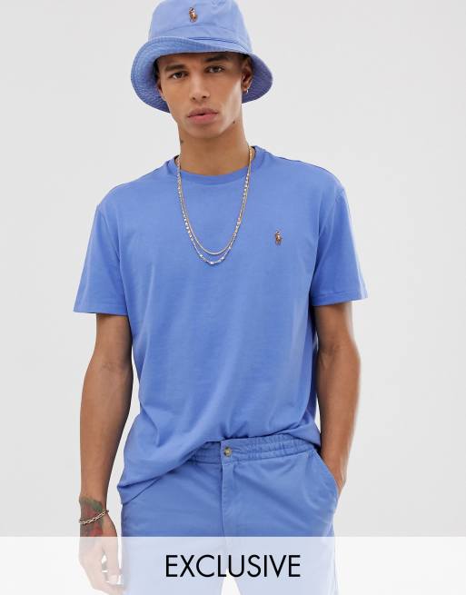 Polo Ralph Lauren - Lichtblauw oversized T-shirt met gekleurde polospeler, exclusief bij Asos