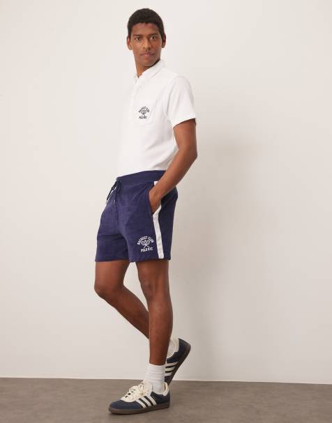 Polo Ralph Lauren lightweight cotton terry track shorts in newport navy (part of a set) - view 1