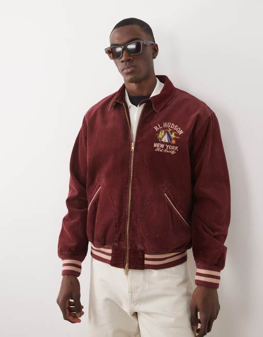Polo Ralph Lauren lined back embroidered cord bomber jacket in washed red, 3 of 5