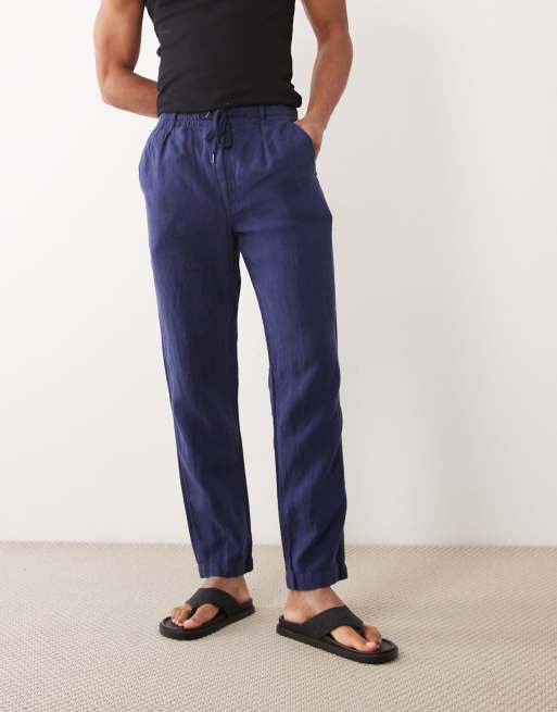 Polo Ralph Lauren linen drawstring pants in navy, 2 of 5
