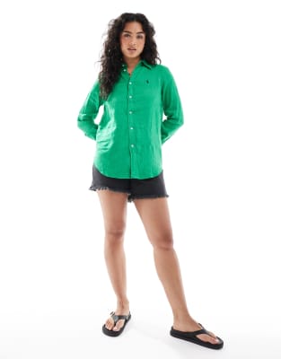 POLO RALPH LAUREN | Light blue Women's Linen Shirt | YOOX