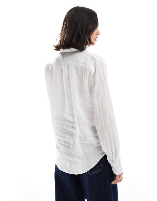 Polo Ralph Lauren linen shirt with logo in white | ASOS