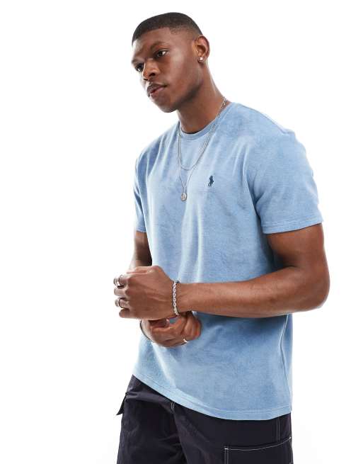 Polo Ralph Lauren – Ljusblå lätt t-shirt av bomullsfrotté med klassisk logga