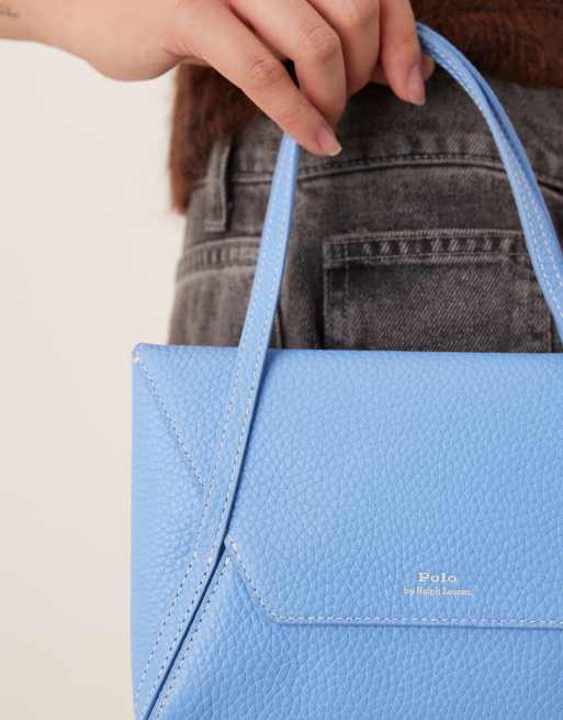 Polo Ralph Lauren – Ljusblå, liten kuvertväska i läder, 3 av 4