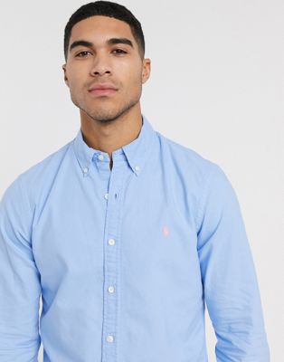 Polo Ralph Lauren – Ljusblå oxfordskjorta i slim fit med logga