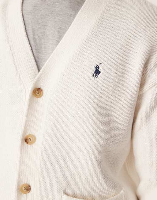 Polo Ralph Lauren – Ljusbrun, stickad kofta med ikonlogga, 3 av 5