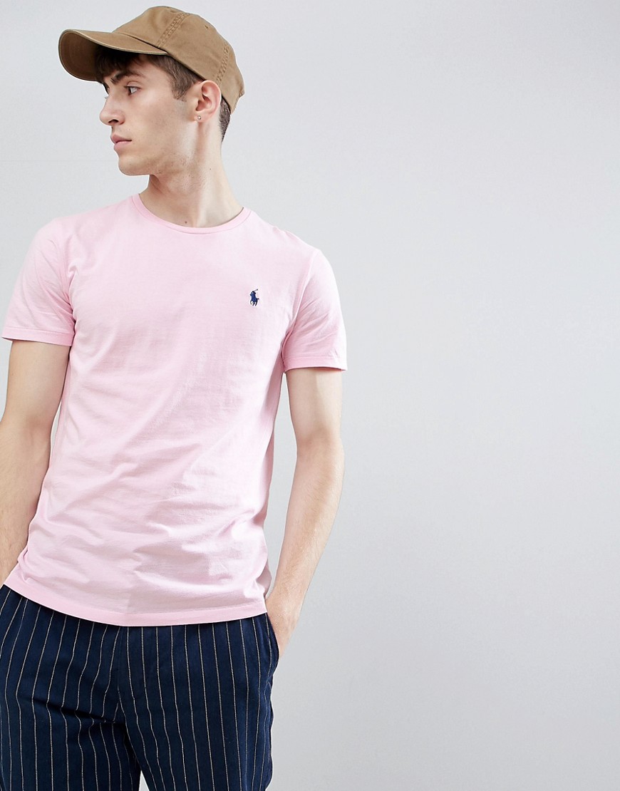 Polo Ralph Lauren – Ljusrosa T-shirt med spelar logga