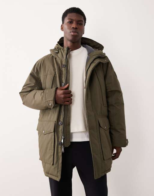Polo Ralph Lauren - Lnnx - Parka à capuche en sergé de coton isolé - Vert foncé