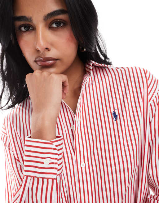Polo Ralph Lauren – Locker geschnittenes Hemd in Rot gestreift mit Logo, 3 von 4
