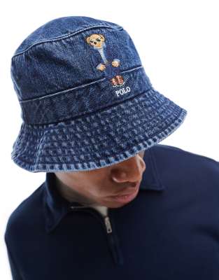 Polo Ralph Lauren – Loft – Blå solhatt av twill med björnlogga | ASOS