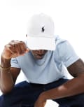 [Polo Ralph Lauren] Polo Ralph Lauren logo baseball cap in white One Size White