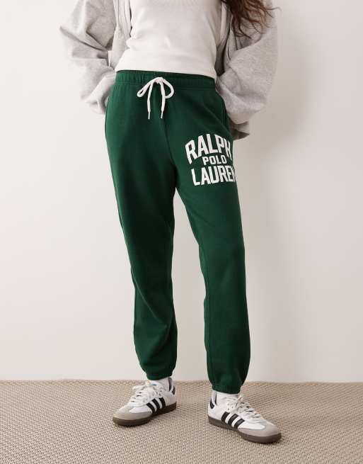 Polo Ralph Lauren logo cuffed trackies in green, 2 of 5