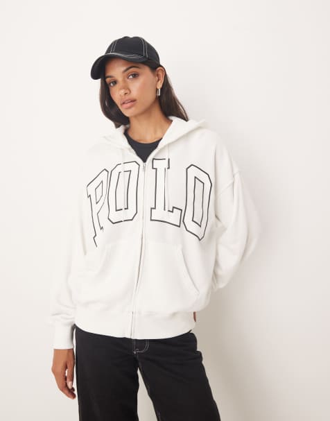 Polo Ralph Lauren  logo full zip hoodie in white - view 1