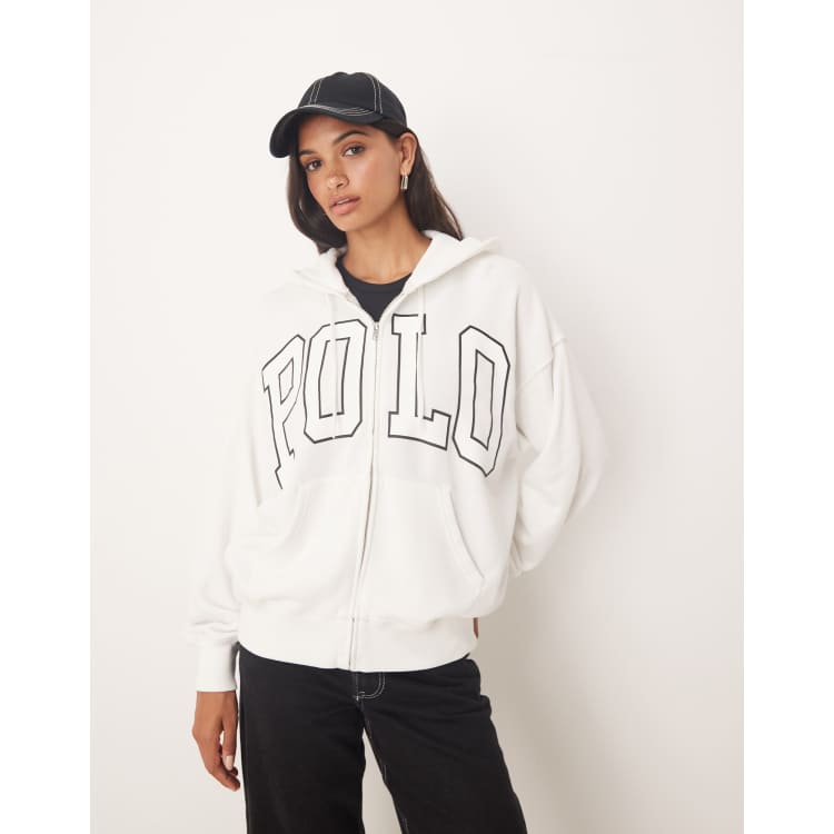 Polo Ralph Lauren logo full zip hoodie in white ASOS - Main Image
