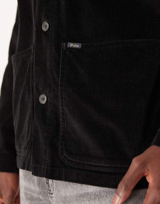 Polo Ralph Lauren logo heavyweight cord shacket in black, 5 of 5