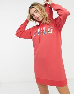 Polo Ralph Lauren logo hoodie dress in red | ASOS