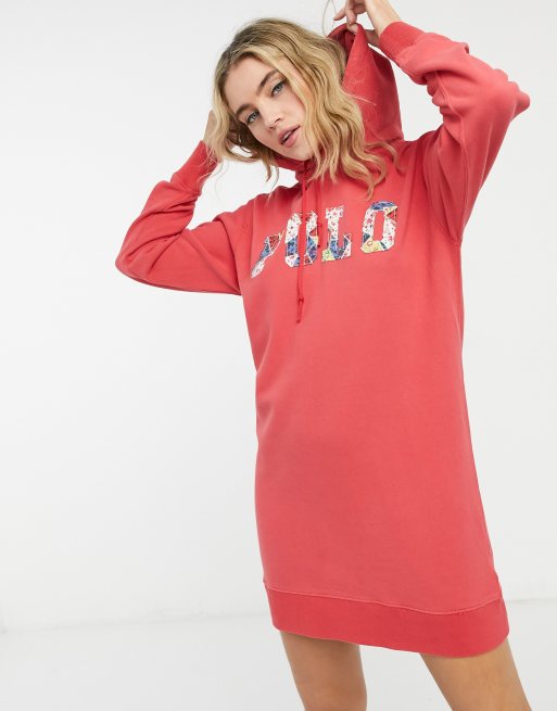 Red sweatshirt hot sale dress