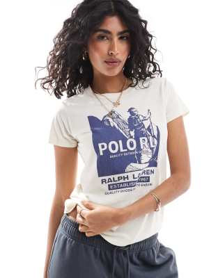 Polo Ralph Lauren Polo Ralph Lauren logo print t-shirt in cream-White